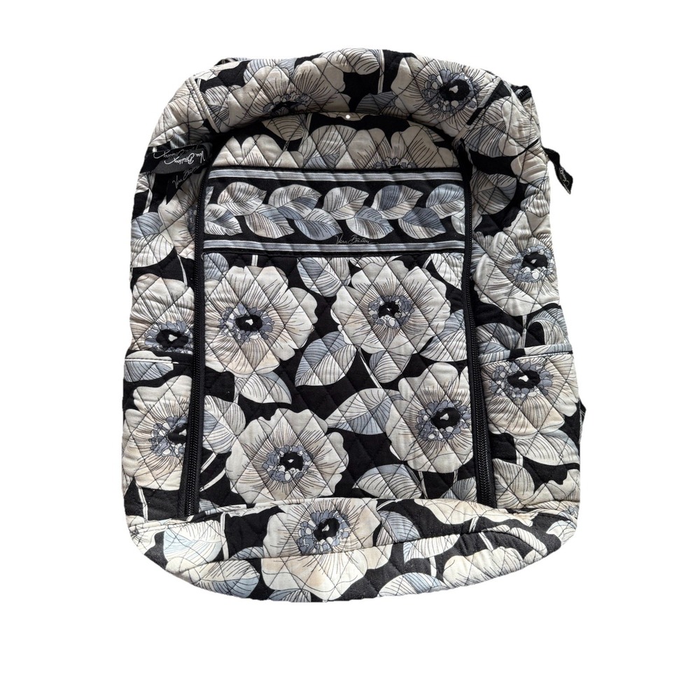 Vera Bradley Black‎ & Cream Floral Laptop Bag Backpack